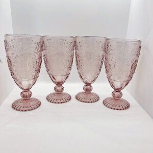 The Pioneer Woman Amelia Glasses Set of 4 Rose coloured Goblets